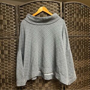 Bryn Walker cowl neck Aline cost sweater XXL black blue long sleeved